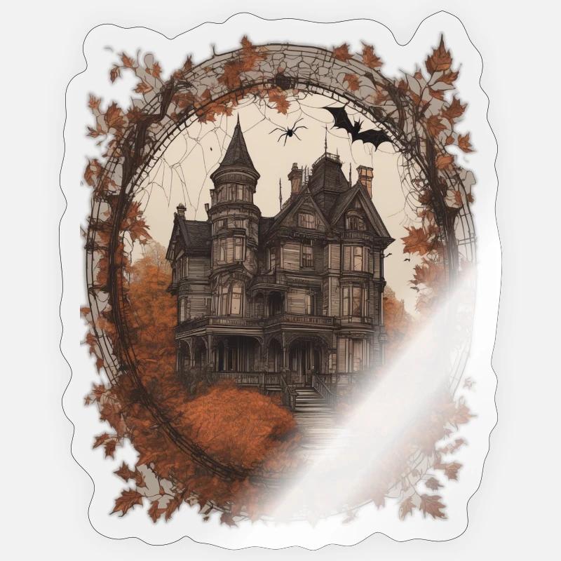 Maison hantée - Sticker taille S (10 x 10 cm) - brillant transparent
