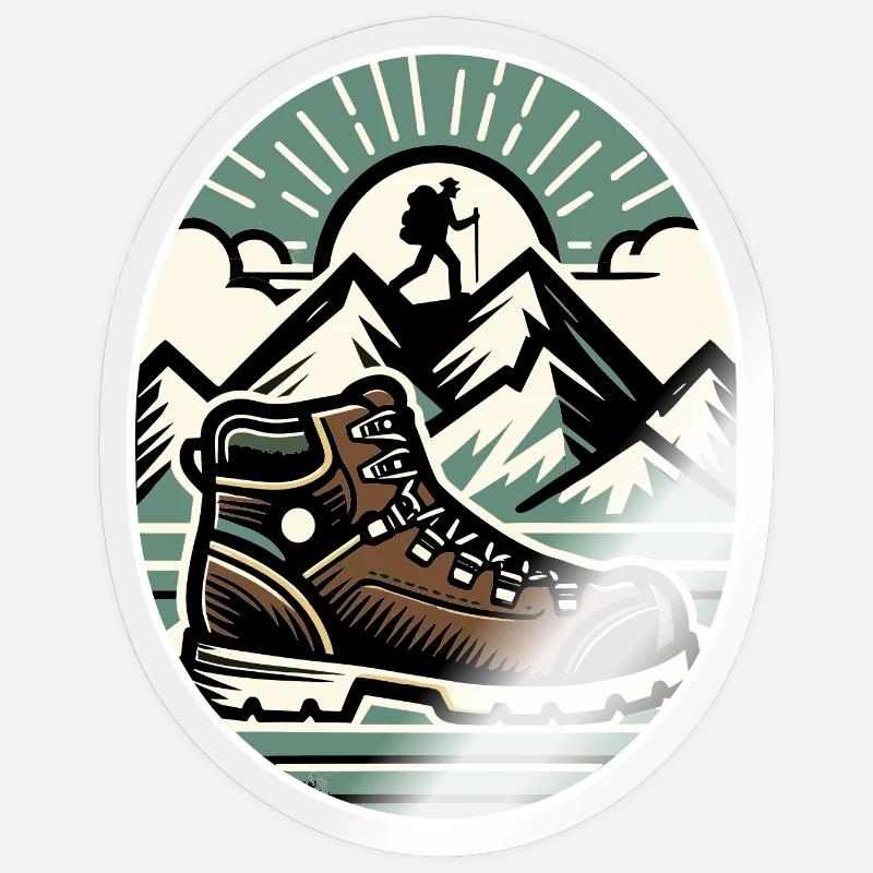 Drawing Hiker Bergwanderschuh Sticker Größe S (10 x 10 cm)