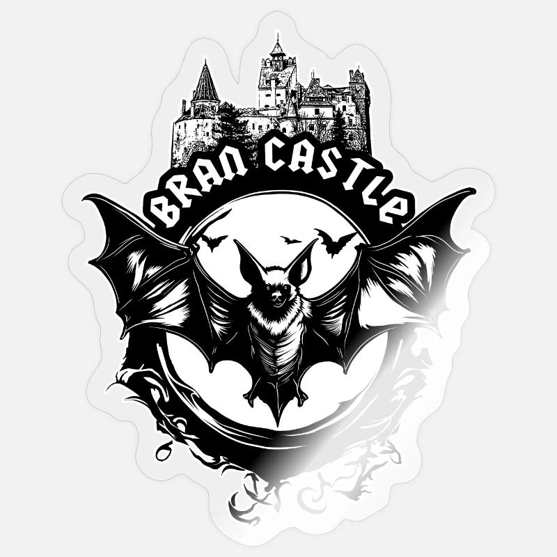 Château de Bran, Roumanie - Dracula - Sticker taille S (10 x 10 cm) - brillant transparent