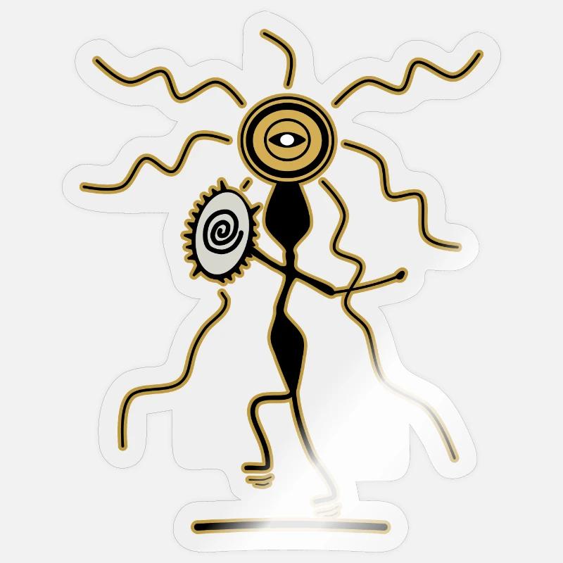 Schamane mit Trommel - Sticker Größe S (10 x 10 cm) - Transparent glänzend