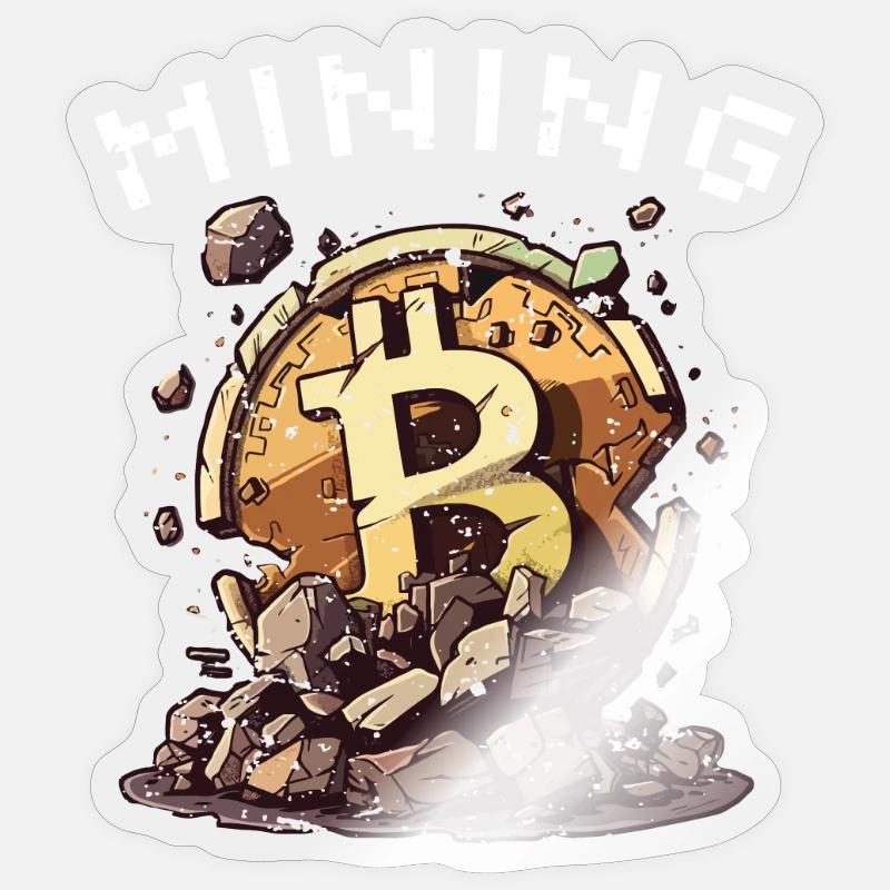 Mining Miner Bitcoin Kryptowährung - Sticker Größe S (10 x 10 cm) - Transparent glänzend