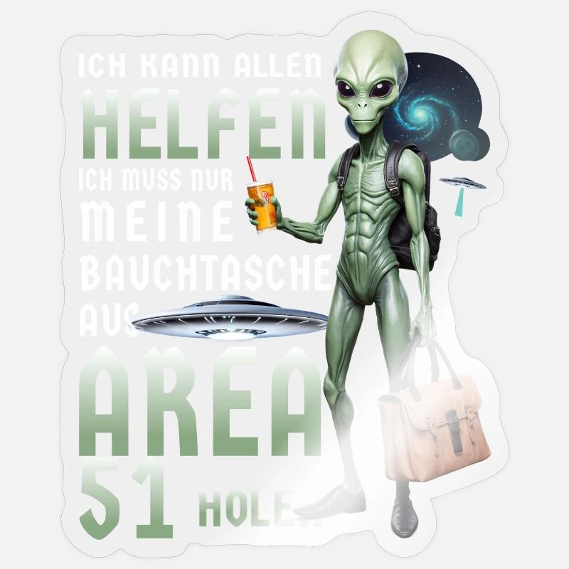 Drôle d’extraterrestre - Sticker taille S (10 x 10 cm) - brillant transparent