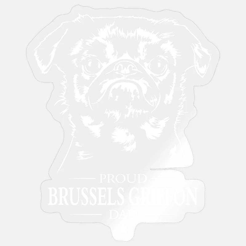 Brussels Griffon Dad Hund Hunde Wilsigns - Sticker Größe S (10 x 10 cm) - Transparent glänzend