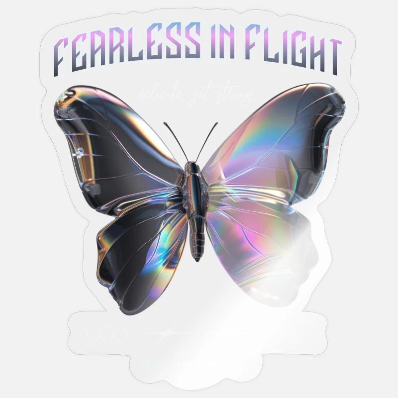 Papillon intrépide en vol - Sticker taille S (10 x 10 cm) - brillant transparent