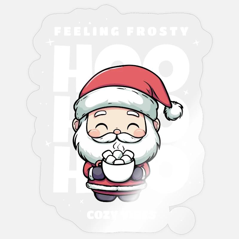 Weihnachten Pullover - Weihnachtsmann, Geschenk - Sticker Größe S (10 x 10 cm) - Transparent glänzend