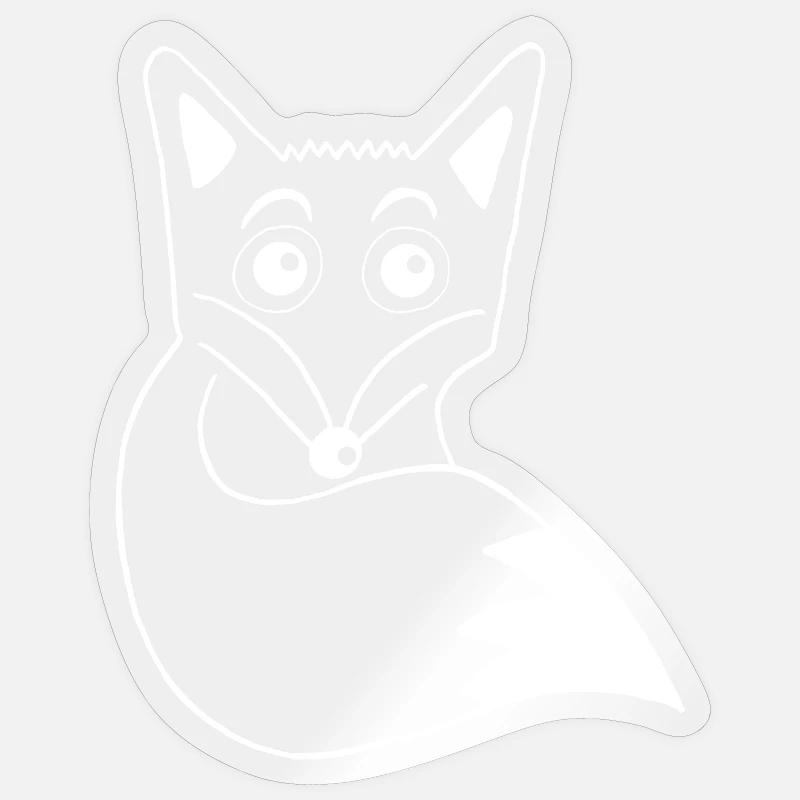 Renard blanc mignon - Sticker taille S (10 x 10 cm) - brillant transparent