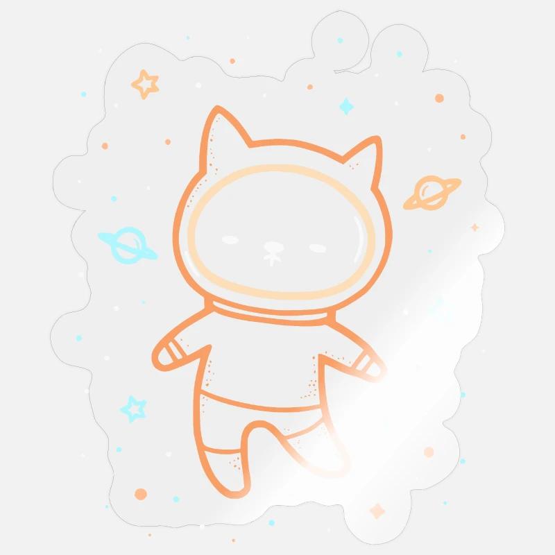 Space Cat - Sticker Größe S (10 x 10 cm) - Transparent glänzend