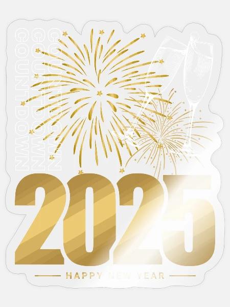 Neujahr 2025 - Sticker Größe S (10 x 10 cm) - Transparent glänzend