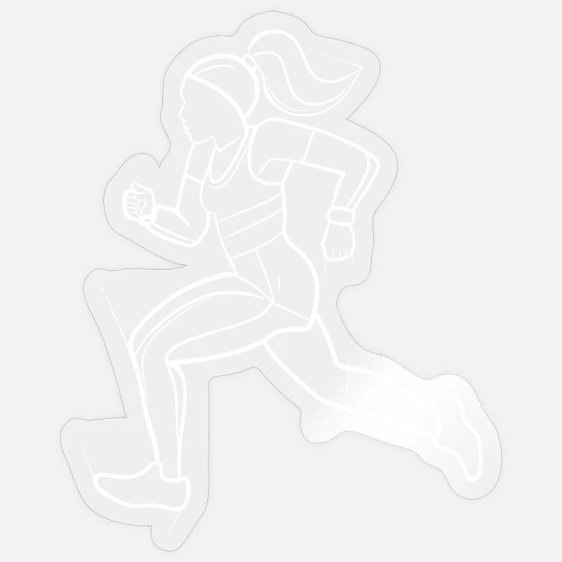 Läuferin Line Art - Sticker Größe S (10 x 10 cm) - Transparent glänzend