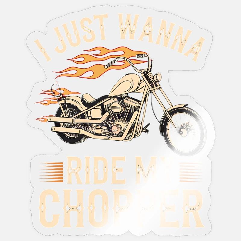 Flaming Chopper Motorcycle Sticker size S (10 x 10 cm)