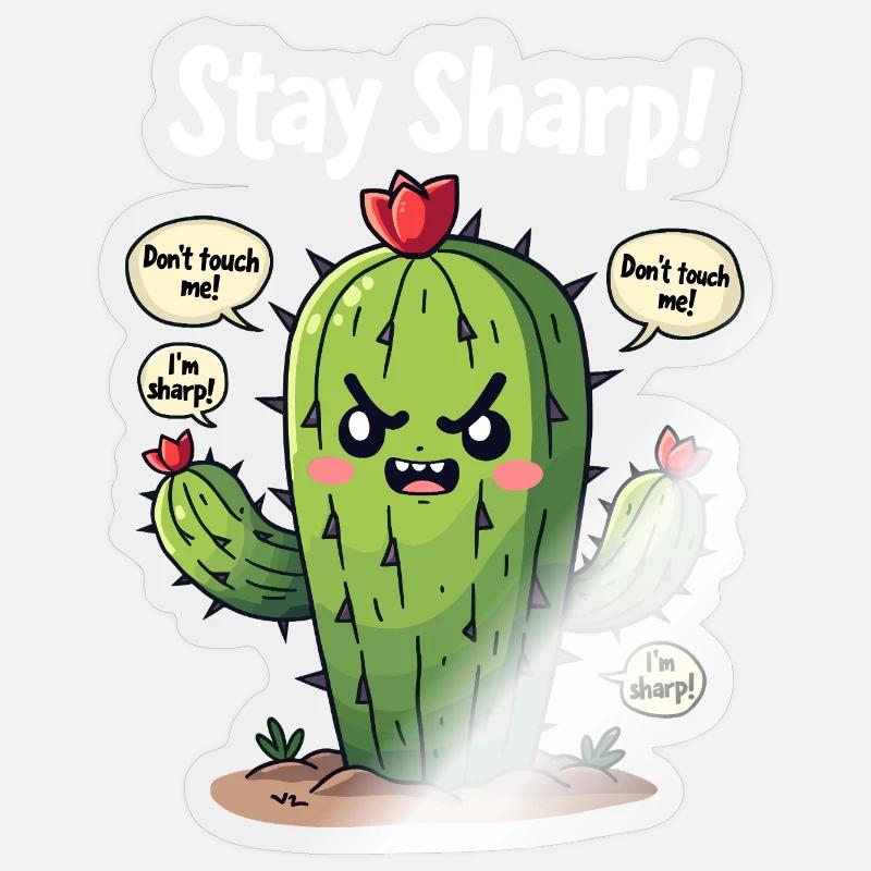 Stay Sharp - Funny Cactus Sticker size S (10 x 10 cm)