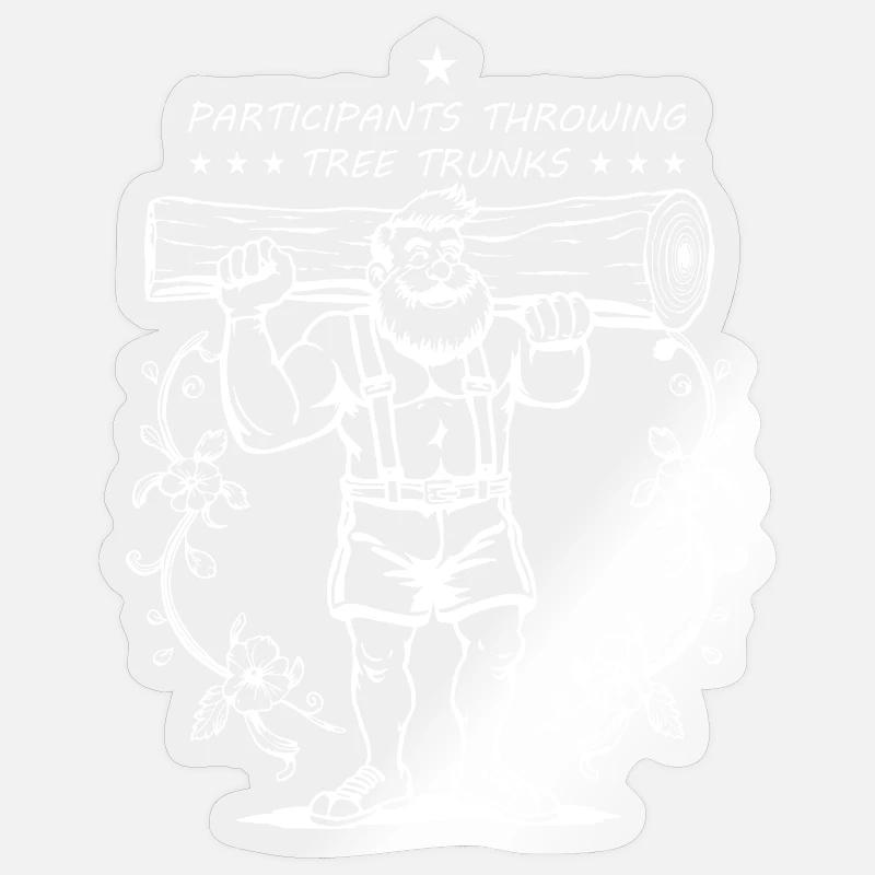 Compétiteurs de lancer de tronc d’arbre - Sticker taille S (10 x 10 cm) - brillant transparent