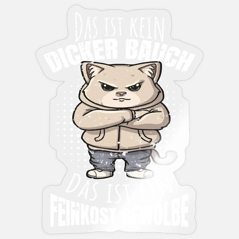 Dicker Bauch lustiger Spruch - Sticker Größe S (10 x 10 cm) - Transparent glänzend