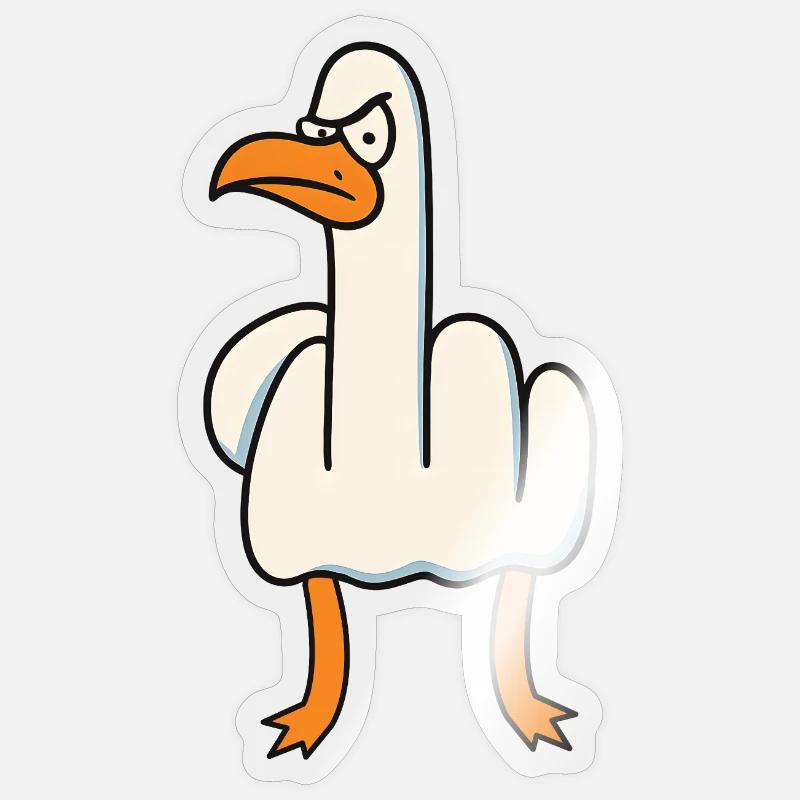 Mittelfinger Gans Möwe Sticker Größe S (10 x 10 cm)