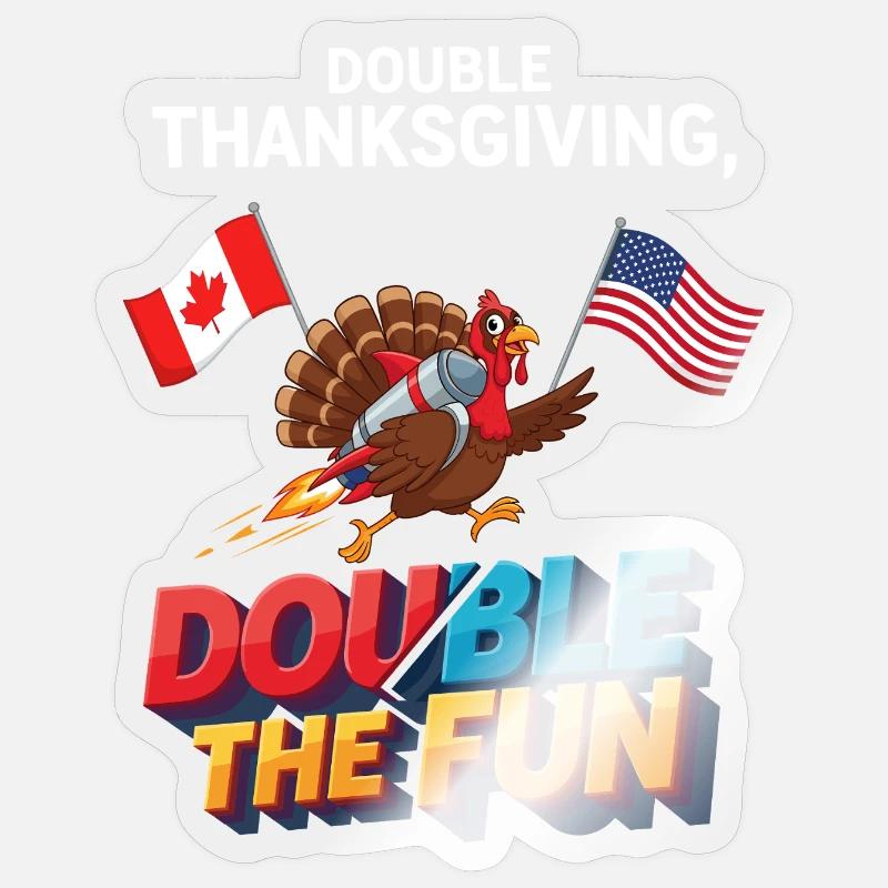 Double Thanksgiving Fun - Sticker Größe S (10 x 10 cm) - Transparent glänzend