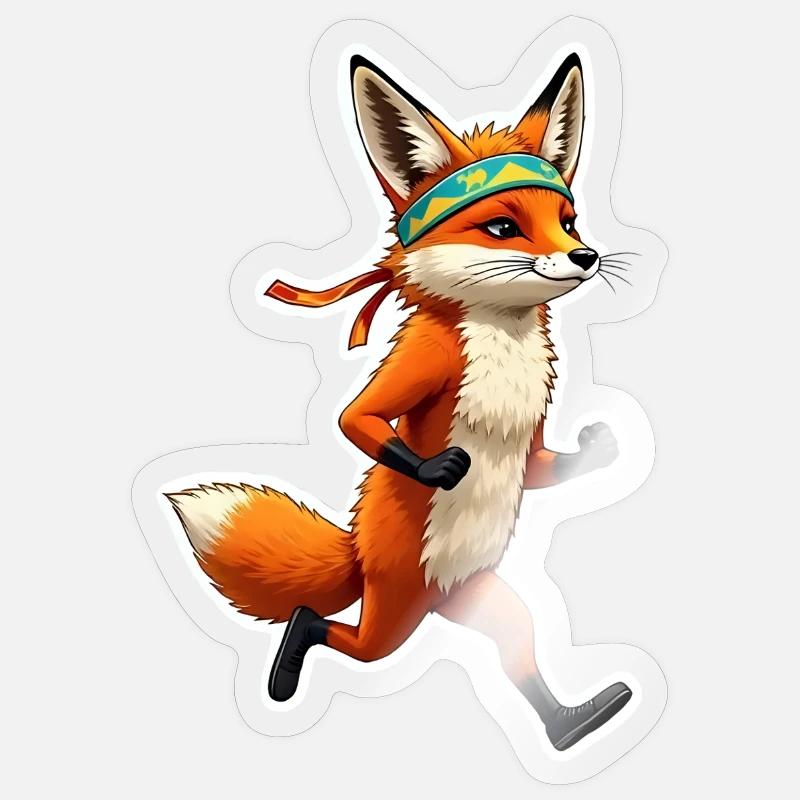 Let ́s run, Fox - Sticker size S (10 x 10 cm) - transparent glossy