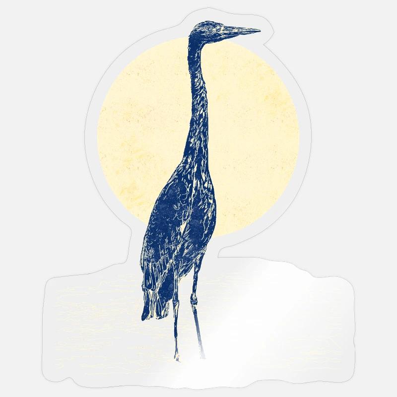 GRAUREIHER - Sticker Größe S (10 x 10 cm) - Transparent glänzend