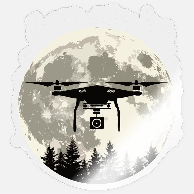 Drone Full Moon - Sticker size S (10 x 10 cm) - transparent glossy