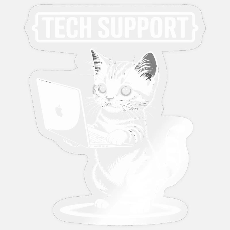 Funny Tech Support Cute Cat Ironic IT Sticker size S (10 x 10 cm)
