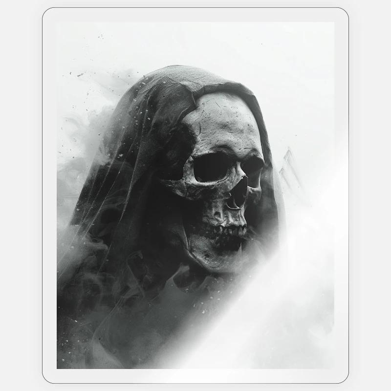 Crâne sombre dans le brouillard - Sticker taille S (10 x 10 cm) - brillant transparent