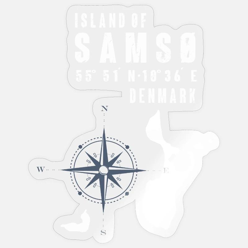 Samsø Samsoe Inselumriss Kompass - Sticker Größe S (10 x 10 cm) - Transparent glänzend