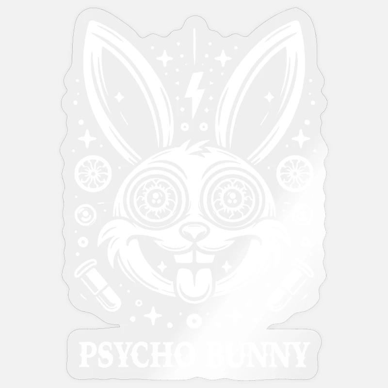 Psycho Bunny Neon Psychedelia - Sticker size S (10 x 10 cm) - transparent glossy