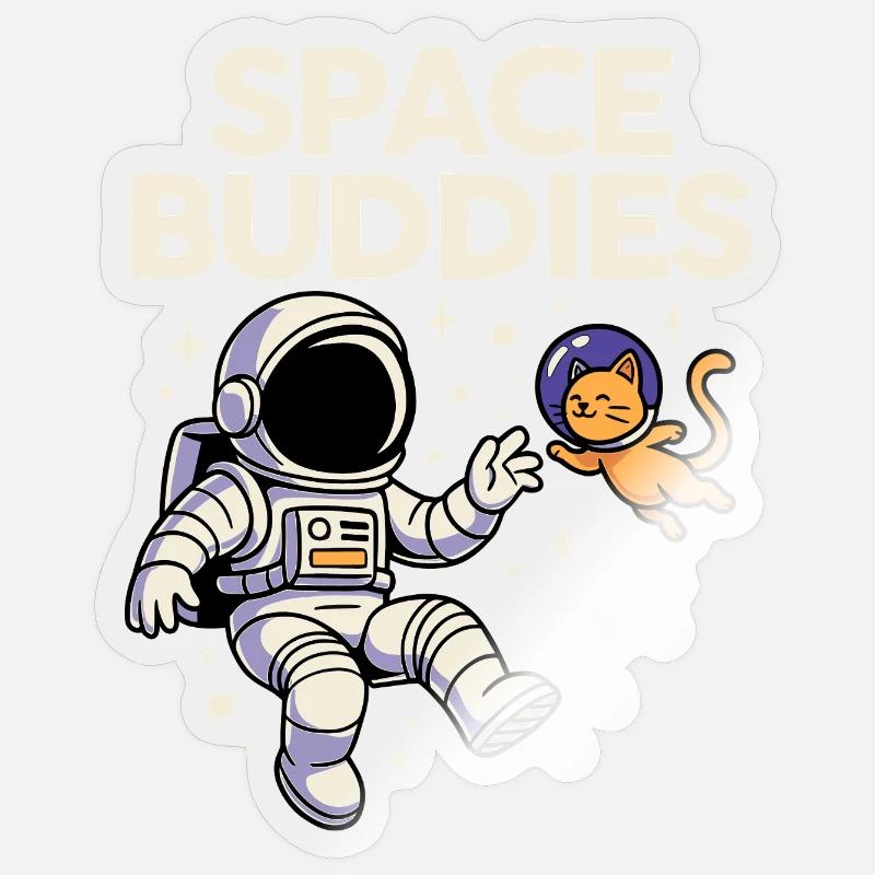 Amis de l’espace : Chat astronaute - Sticker taille S (10 x 10 cm) - brillant transparent