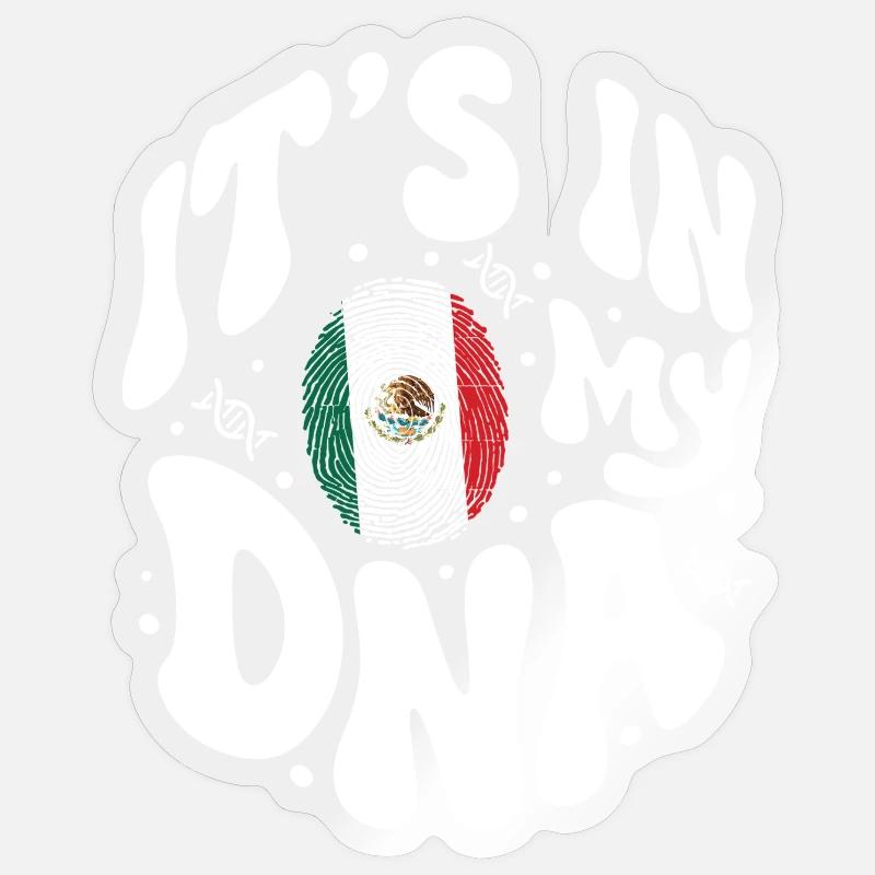 ADN mexicain Mexique drapeau hispanique - Sticker taille S (10 x 10 cm) - brillant transparent