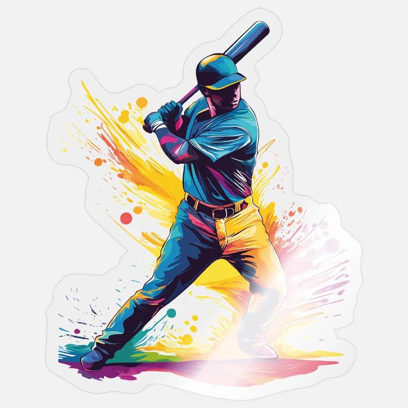 Joueurs de baseball - Sticker taille S (10 x 10 cm) - brillant transparent