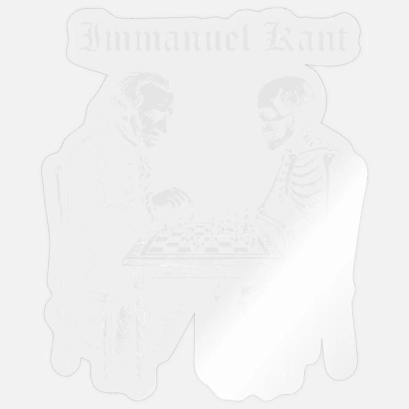 Kant and Skeleton Chess Duel - Sticker size S (10 x 10 cm) - transparent glossy