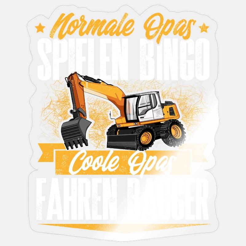 Conducteur d’excavatrice Papi - Sticker taille S (10 x 10 cm) - brillant transparent
