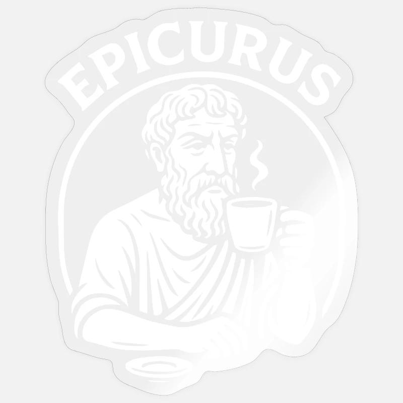 Epicurus Coffee Cup Philosophy Tee - Sticker size S (10 x 10 cm) - transparent glossy