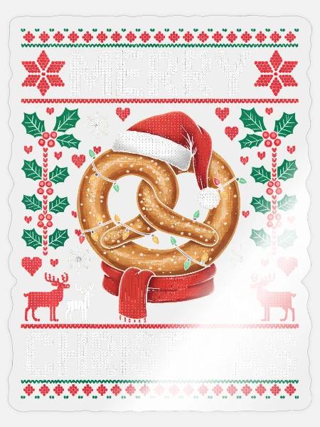 Bretzel Geschenk Weihnachten Lustig Ugly Christmas - Sticker Größe S (10 x 10 cm) - Transparent glänzend