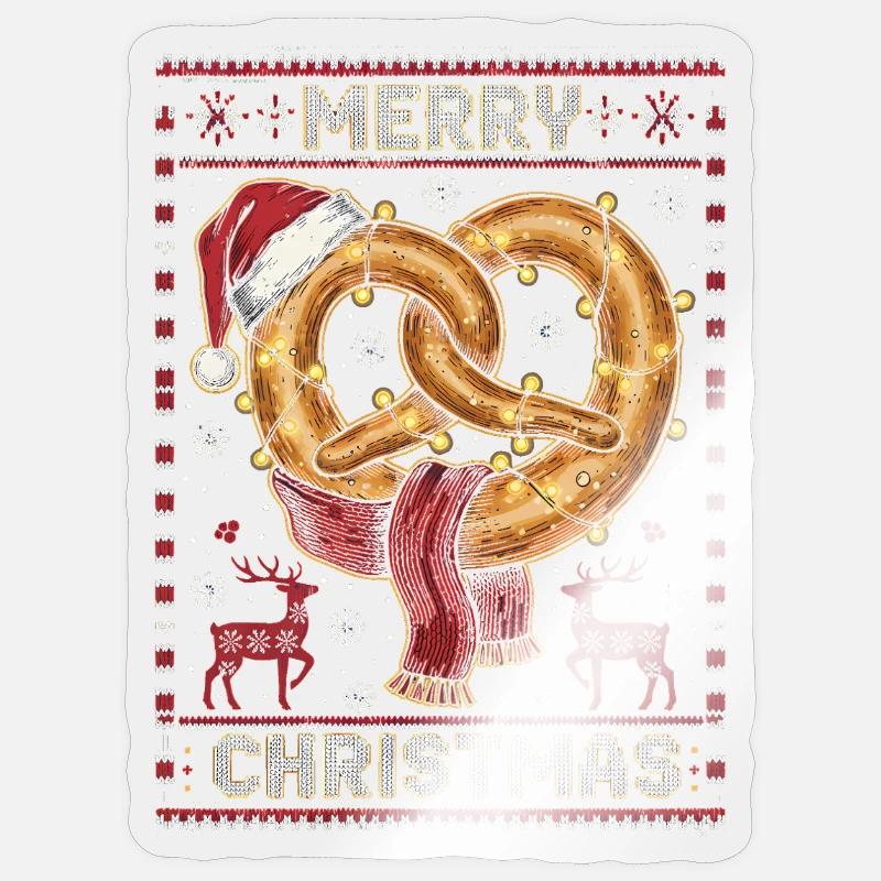 Bretzel de Noël - Sticker taille S (10 x 10 cm) - brillant transparent