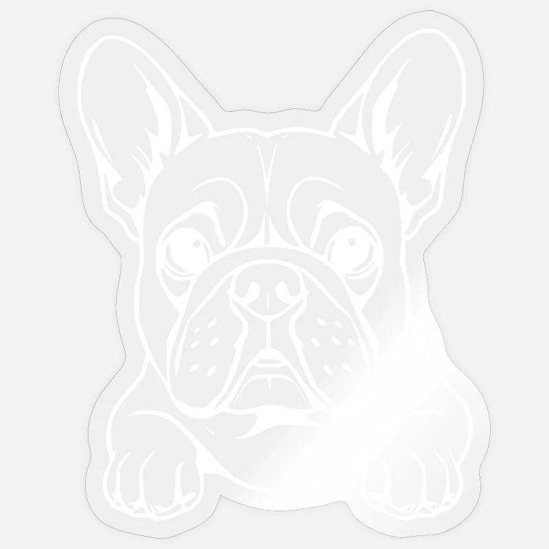 Bouledogue Blanc Français - Sticker taille S (10 x 10 cm) - brillant transparent
