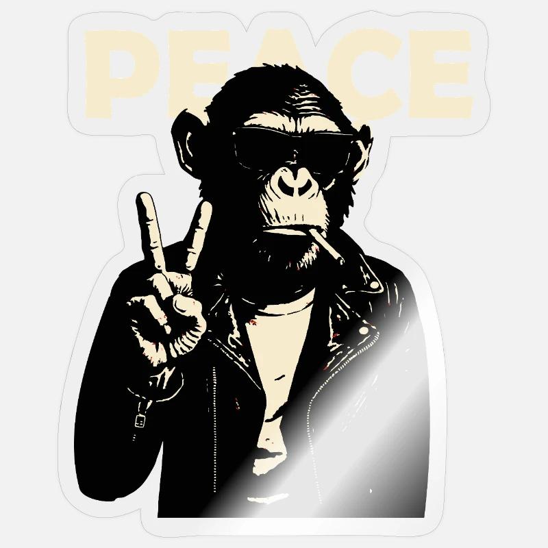 Peaceful Rebel Monkey - Sticker size S (10 x 10 cm) - transparent glossy