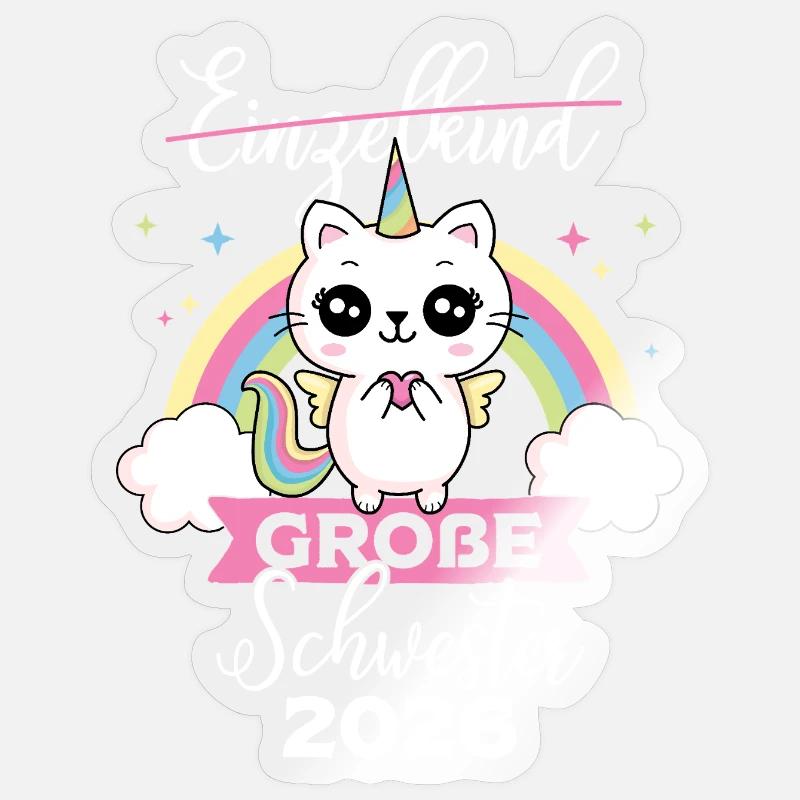 Einzelkind Große Schwester 2026 Schwangerschaft  - Sticker Größe S (10 x 10 cm) - Transparent glänzend