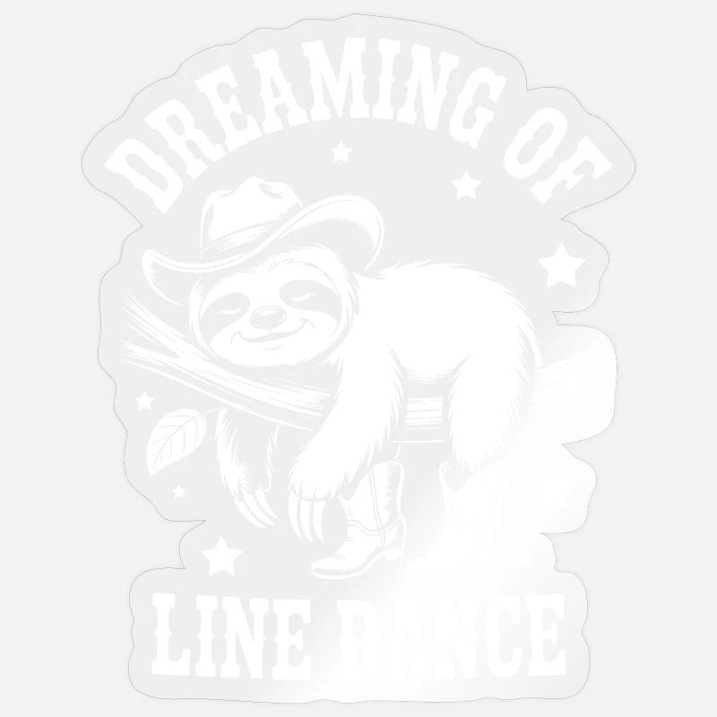 Faultier LineDance Cowboy - Sticker Größe S (10 x 10 cm) - Transparent glänzend