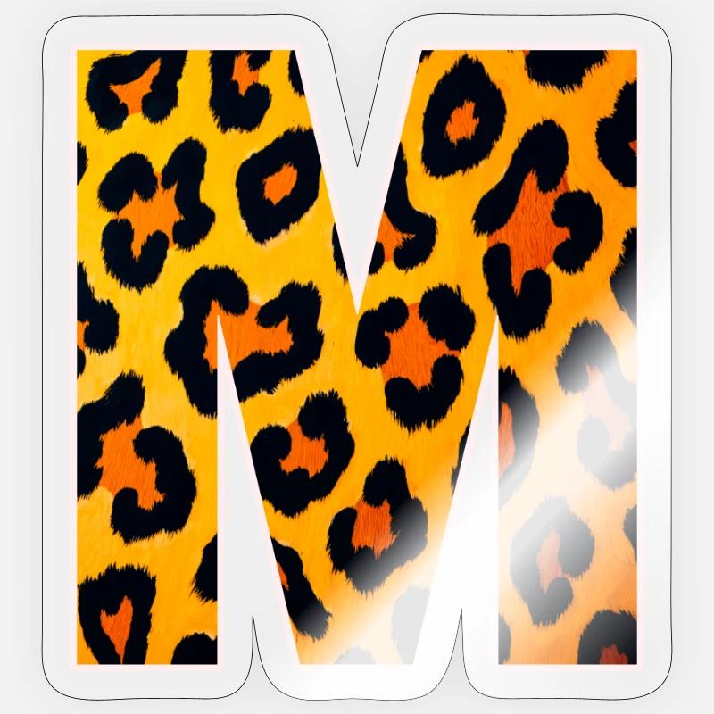Leopard M Letter - Sticker size S (10 x 10 cm) - transparent glossy