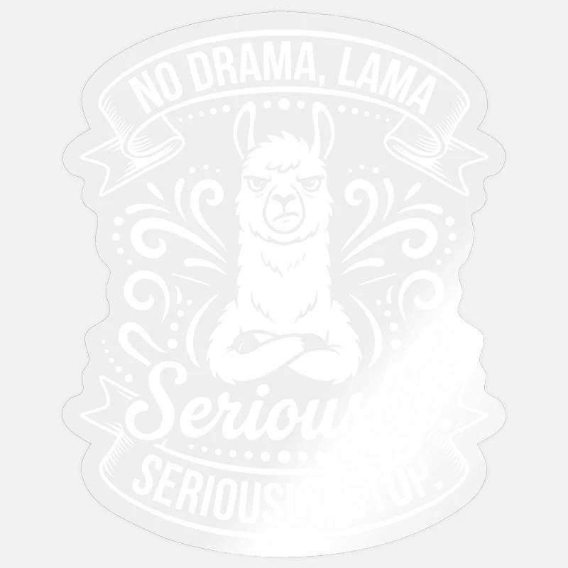 Ernsthafte Lama – No Drama - Sticker Größe S (10 x 10 cm) - Transparent glänzend