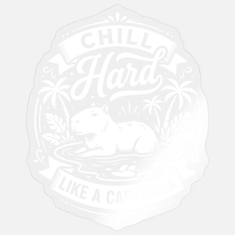 Ambiances de capybara chill hard - Sticker taille S (10 x 10 cm) - brillant transparent