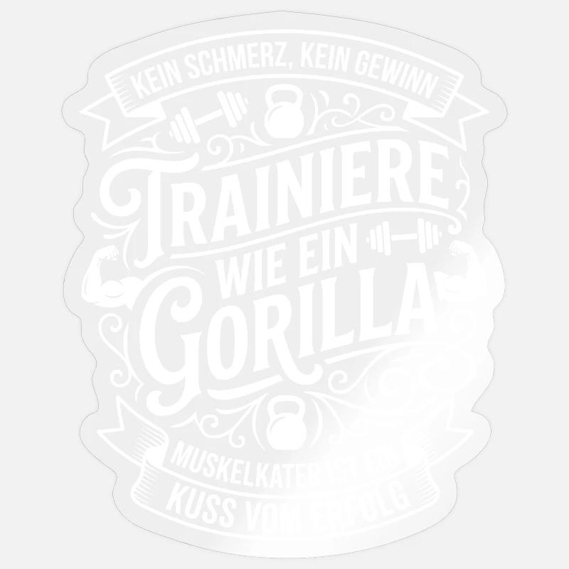Entraînez-vous comme un gorille - Sticker taille S (10 x 10 cm) - brillant transparent