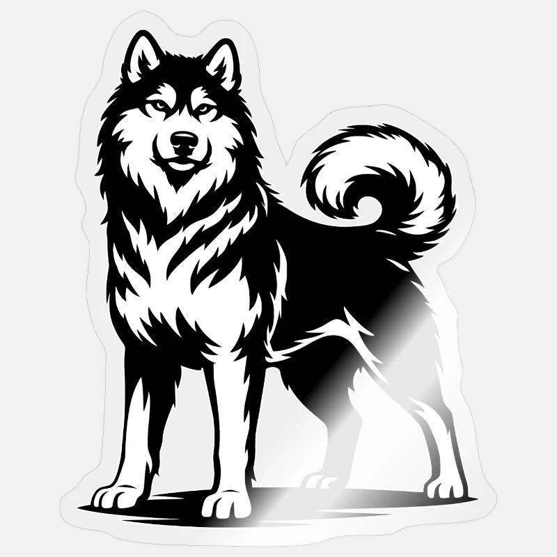 Alaskan Malamute in stolzer Pose - Sticker Größe S (10 x 10 cm) - Transparent glänzend