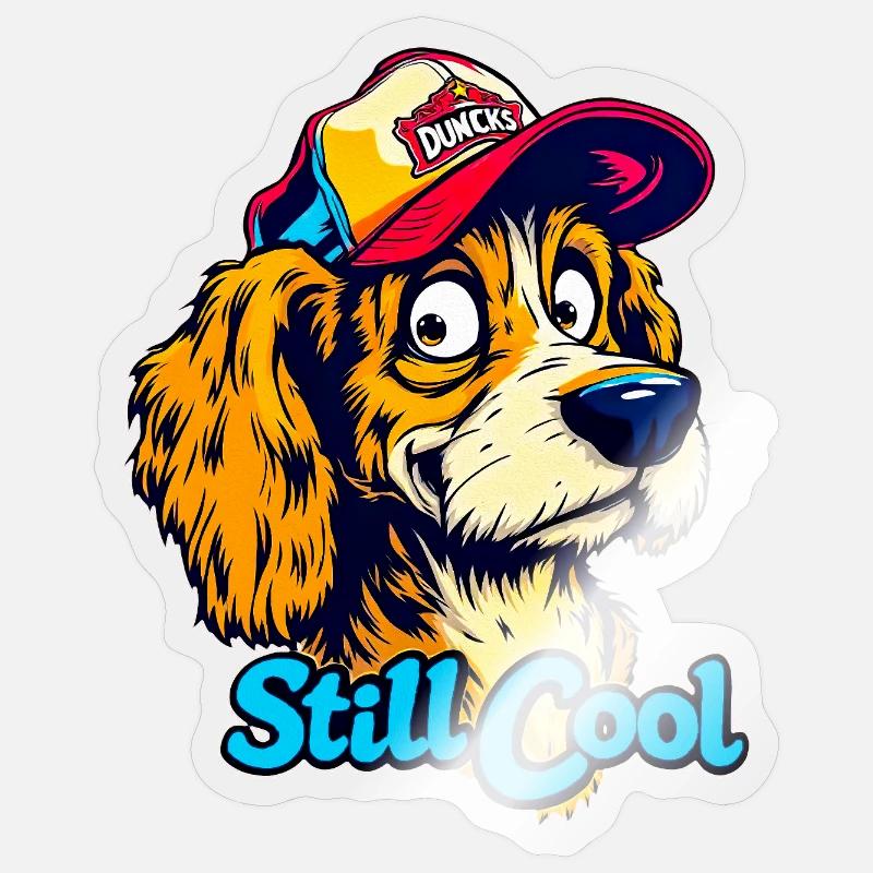 Maskottchen Still Cool Dog - Sticker Größe S (10 x 10 cm) - Transparent glänzend