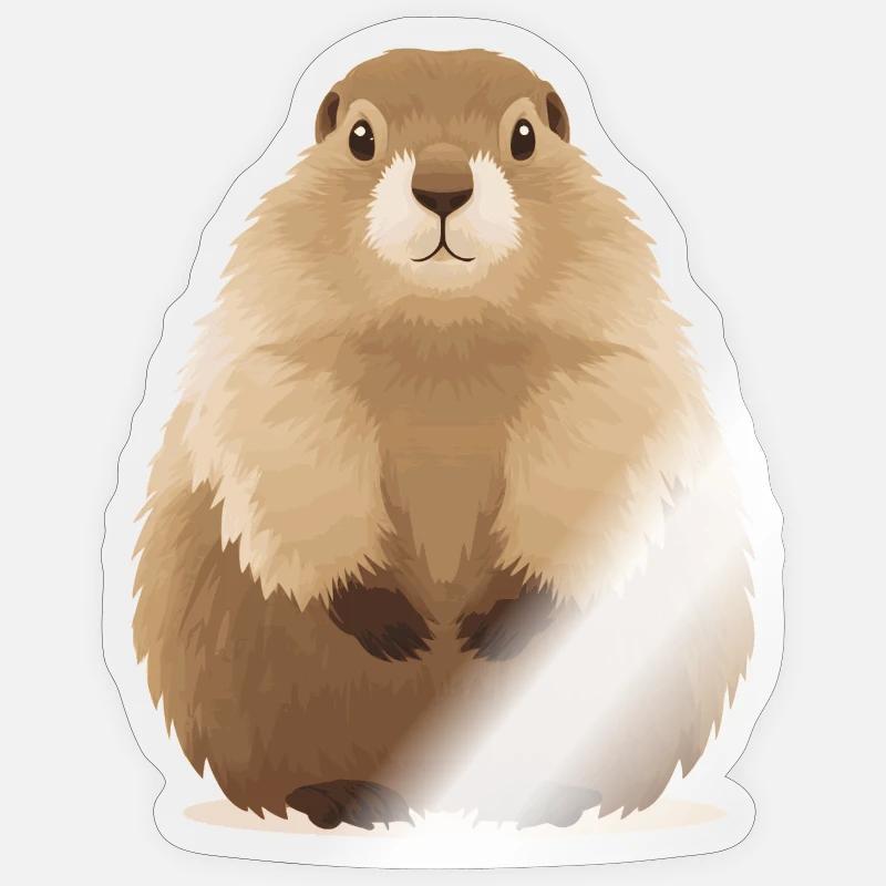 cute cuddly groundhog - Sticker size S (10 x 10 cm) - transparent glossy
