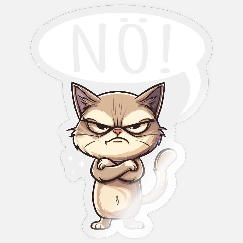 Cool Cat Nope funny saying grumpy Sticker size S (10 x 10 cm)