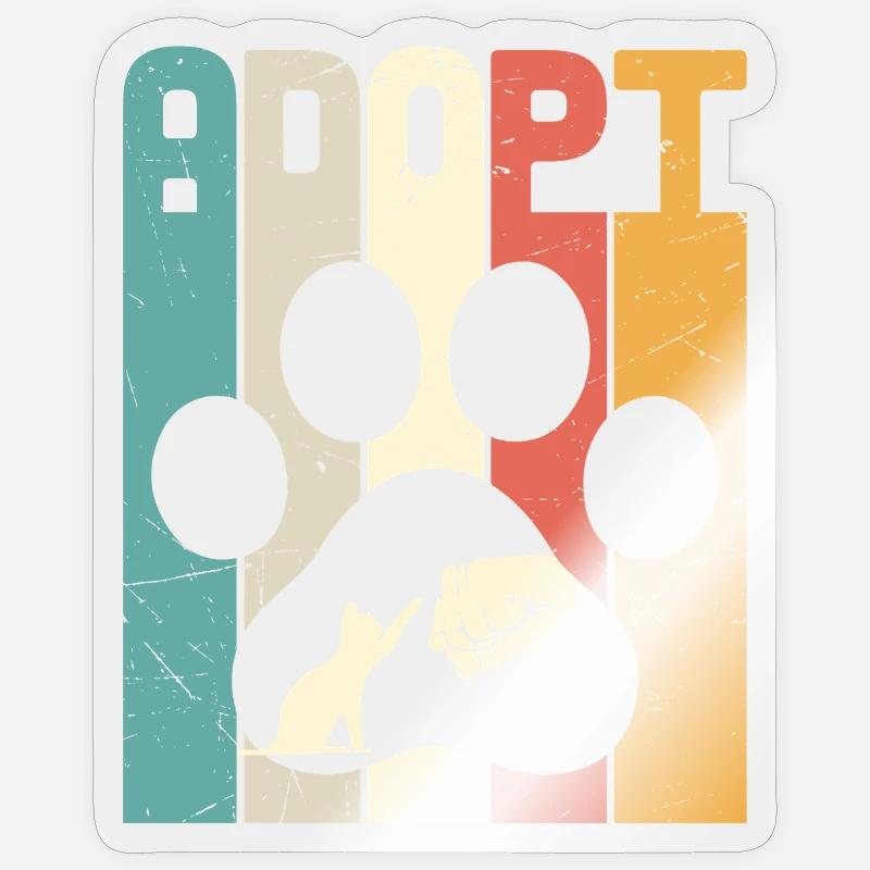 Adopt cat - Sticker Größe S (10 x 10 cm) - Transparent glänzend