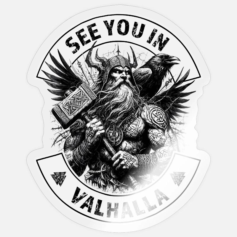 On se voit à Valhalla - Sticker taille S (10 x 10 cm) - brillant transparent