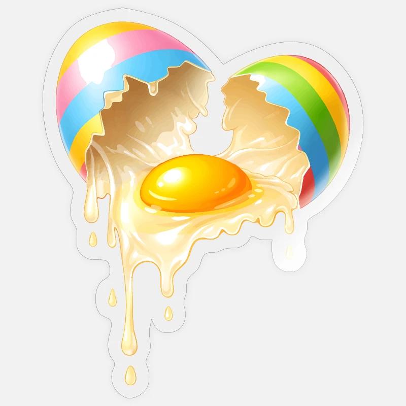 Broken Easter egg with flowing egg yolk Sticker size S (10 x 10 cm)