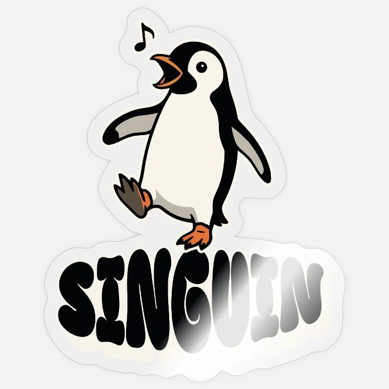 Singing Penguin - Singuin - Sticker size S (10 x 10 cm) - transparent glossy